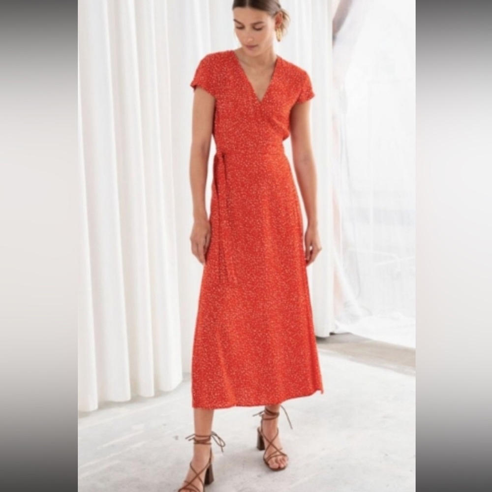 & Other Stories Red wrap dress
